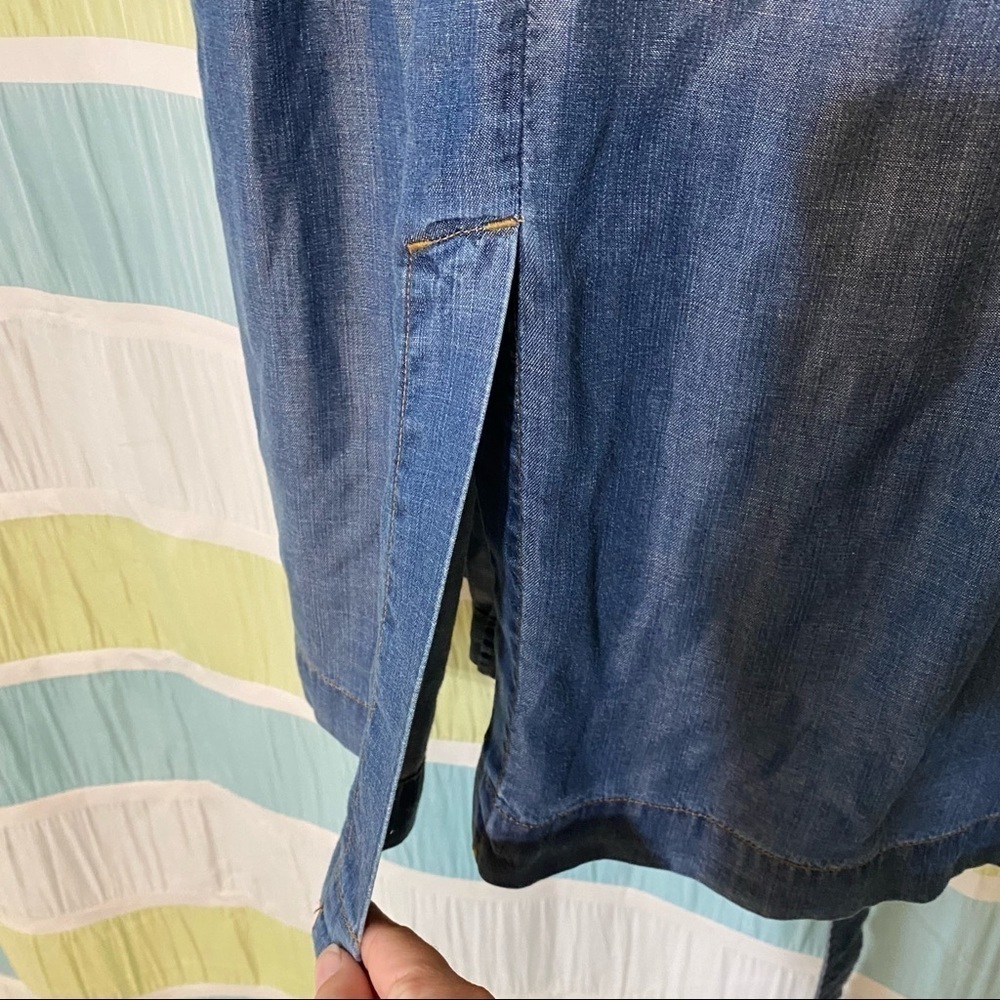 NWT cloth & stone Chambray Denim Trench Coat Jacket Sz Small - Picture 9 of 11